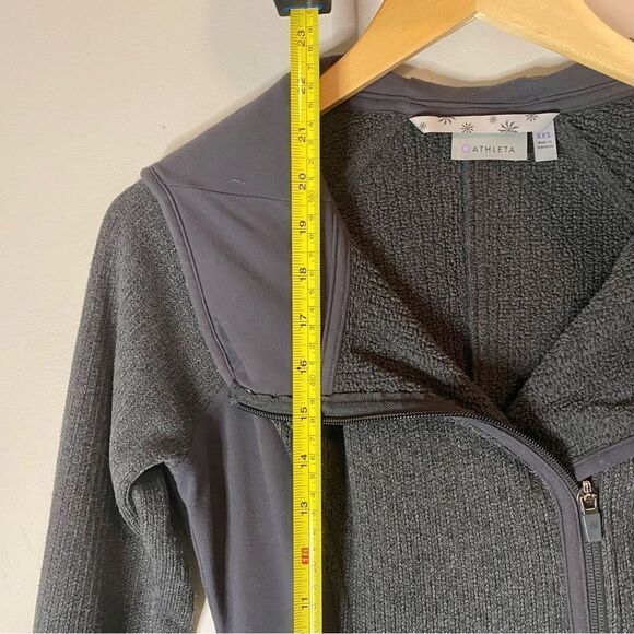 Athleta Full Asymmetrical Zip Hoodie Jacket Charcoal Gray Thumbholes - Picture 9 of 14